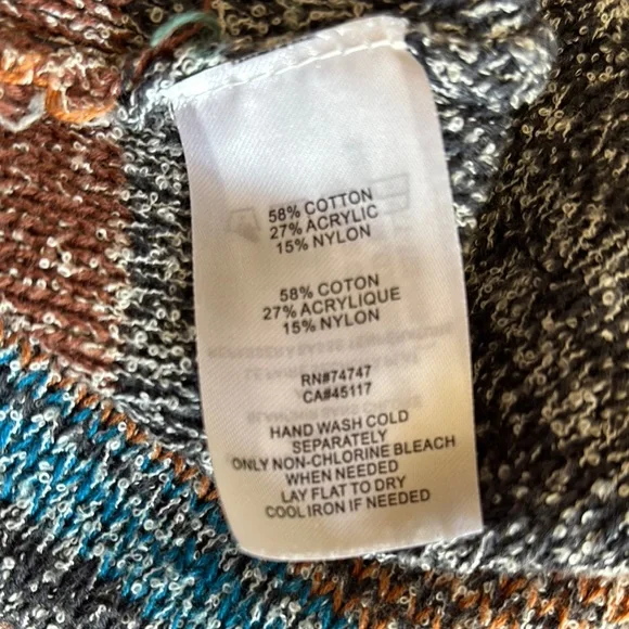 Naturals Striped Multicolor Knit Hoodie Sweater Beachy Oversized Lightweight 2X - Picture 6 of 9